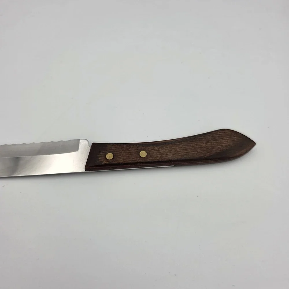 EKCO Stainless USA Serrated Knife Wood Handle Bread Ham Pointed Edge 7.75